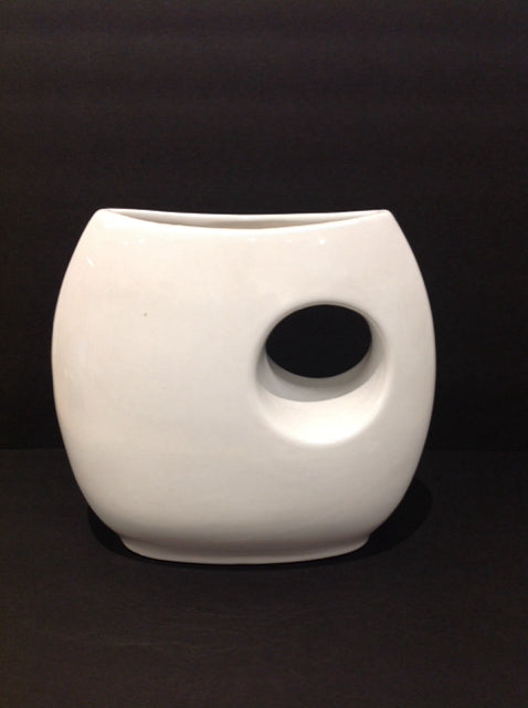 10" White Ceramic Abstract Vase