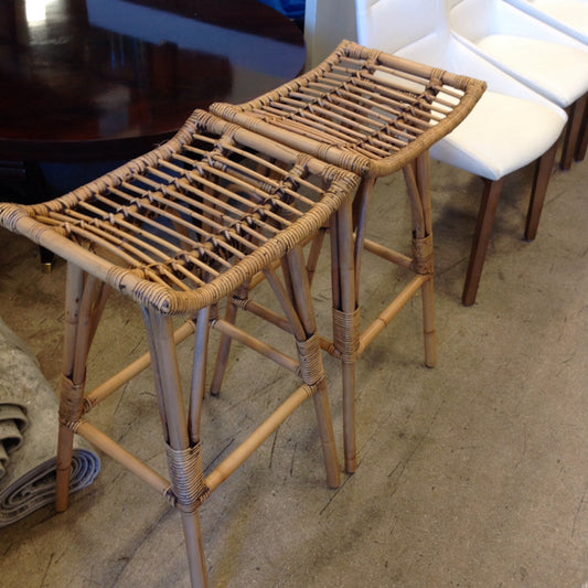 Set 0f 2 Rattan Wicker Counter Stools