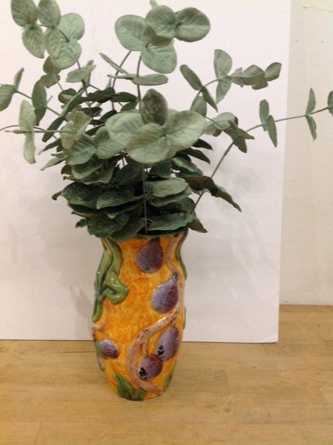 10" Ceramic Colored Vase w/Florals