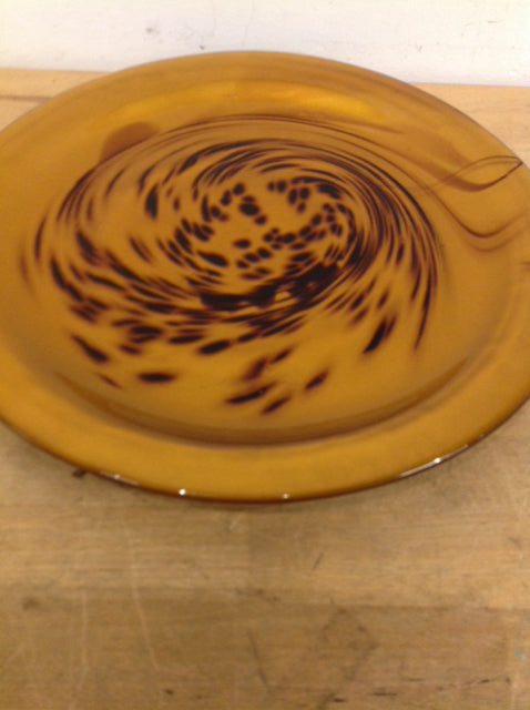 14" Gold Swirl Glass Platter