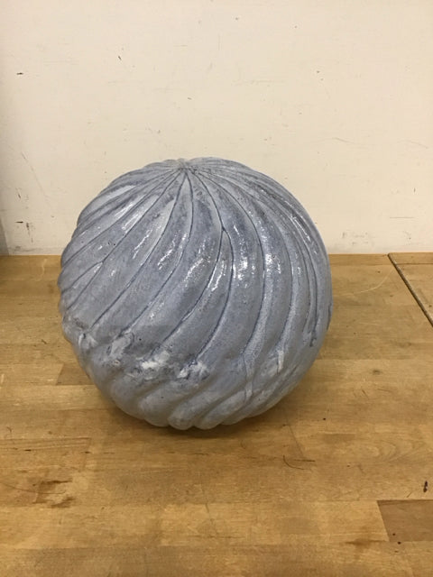 10" Light Blue Fluted Glazed Garden Sphere