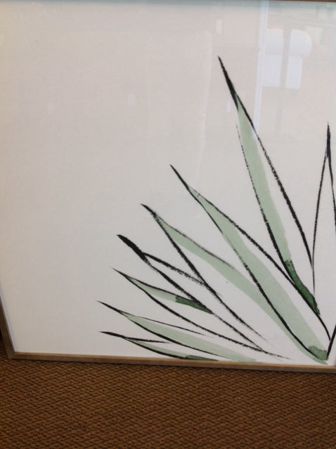 40" Sq Green Palm Leaf Print