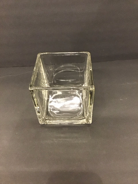 5" Sq Glass Vase