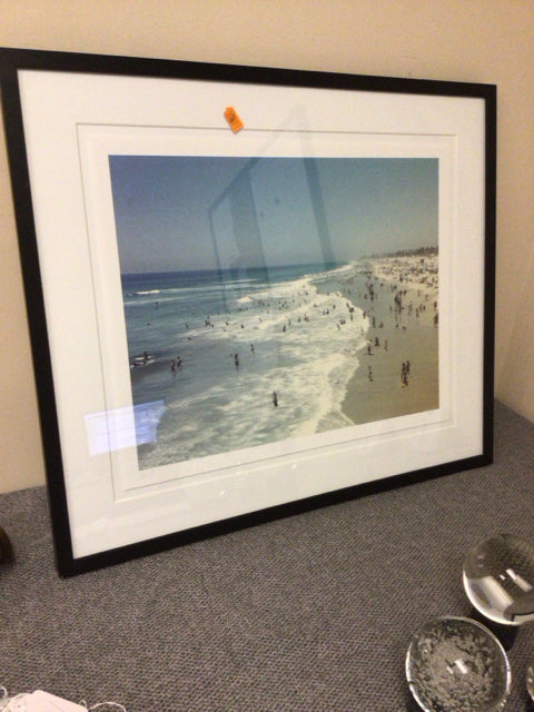 33 3/8" X 28 1/4" Black Framed Beach Scene Print