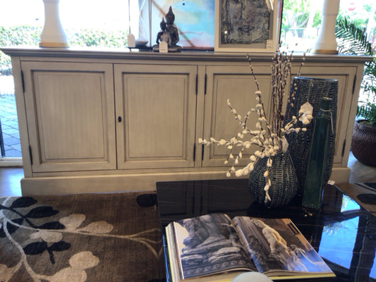 Light Grey Four Door Wood Side Board