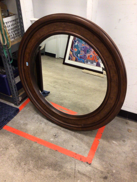 39 1/4" Ethan Allen Round Wood Framed Mirror