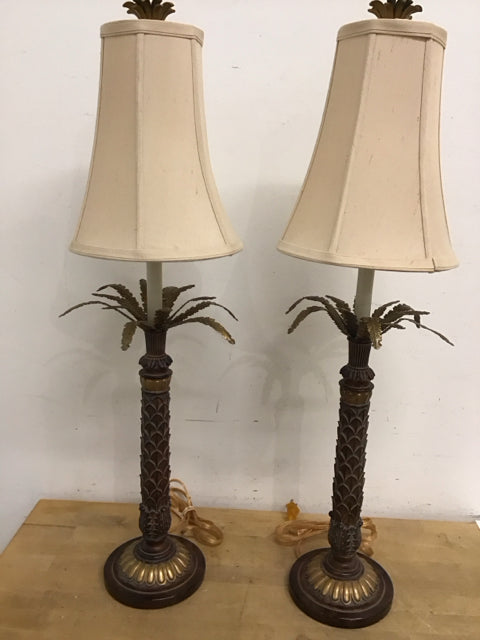 Pair Of 33" Palm Tree Lamps
