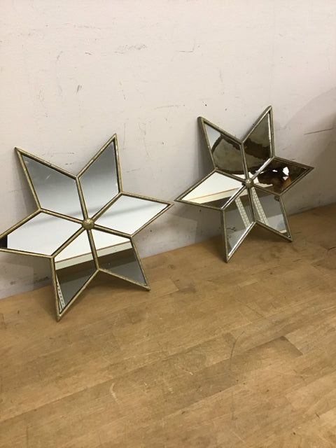 Pair Of Mirrored Star Wall Decor