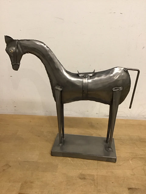 15"x14" Pewter Metal Horse Sculpture