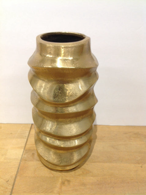 12" Gold Metal Abstract Vase