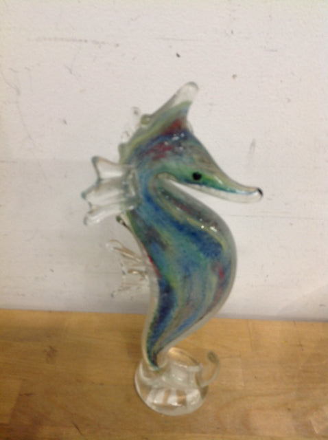 11" Art Glass Seahorse