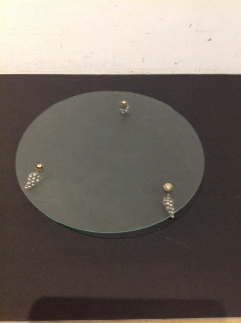 12" Round Footed Glass Plate