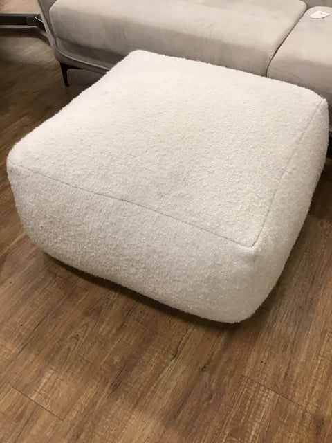CB2 Ivory Boucle Pouf Large 26"x26"x14"