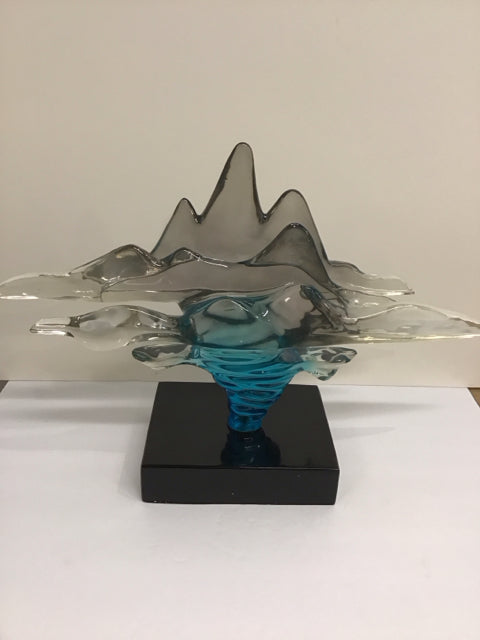 Clear/Grey Blue Resin Sculpture
