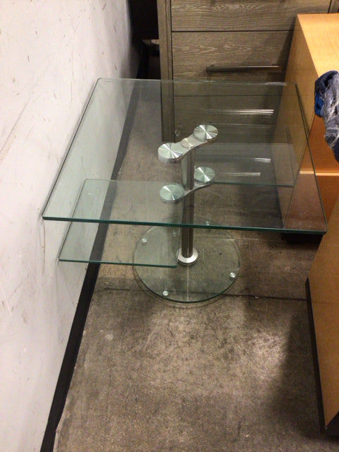 Square Swivel Glass End Table