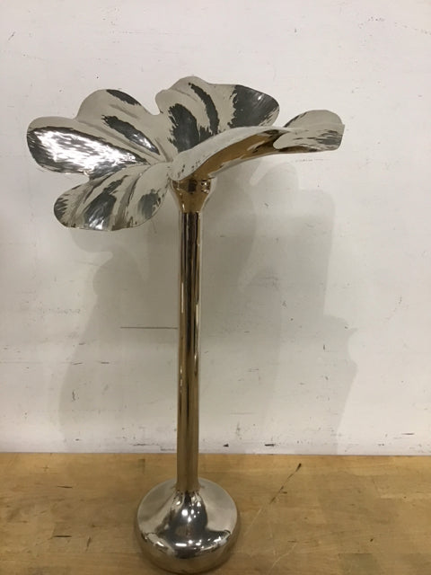 18" Silver Flower Candle Holder