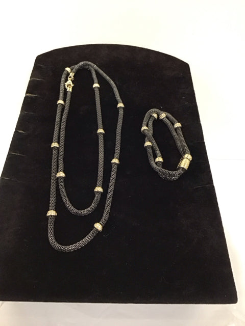 Yurman Style Gunmetal Necklace/Bracelet Set