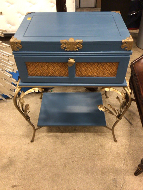 Teal & Gold Accent One Drawer End Table