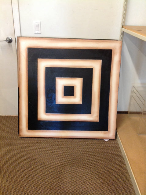 40x40" Black/Ivory Checkerboard on Canvas