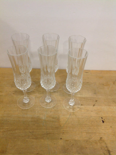 6 8.5" Longchamps Cristal d'Arques Champagne Flutes