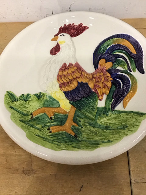 17" Ceramic Rooster Platter/Wall Art