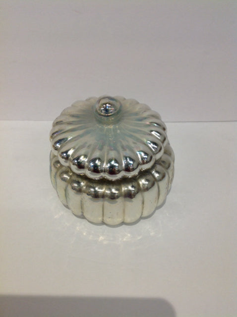 6" Silver Glass Jar w/Lid