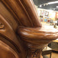AS-IS Dark Wood Two Pc Glass Front China Cabinet(Cracks Around Top Trim)