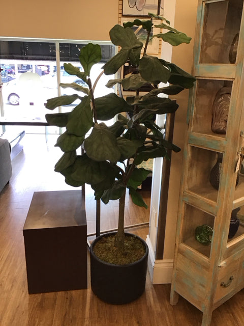 5' Faux Fiddle Leaf Tree in Rd Black Planter