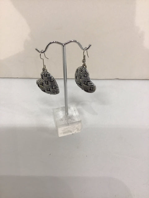 Silver Tone Basketweave Earrings