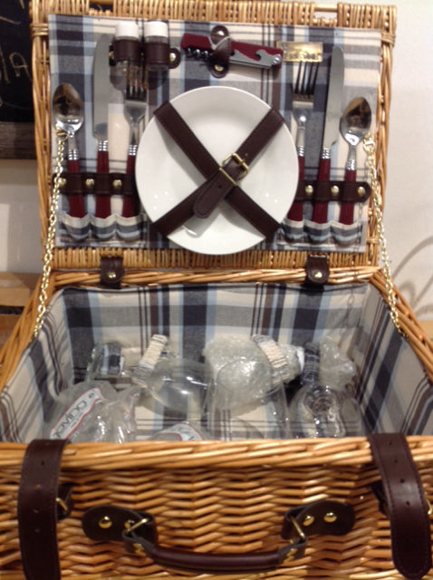 Vintage Wicker Picnic Basket Set