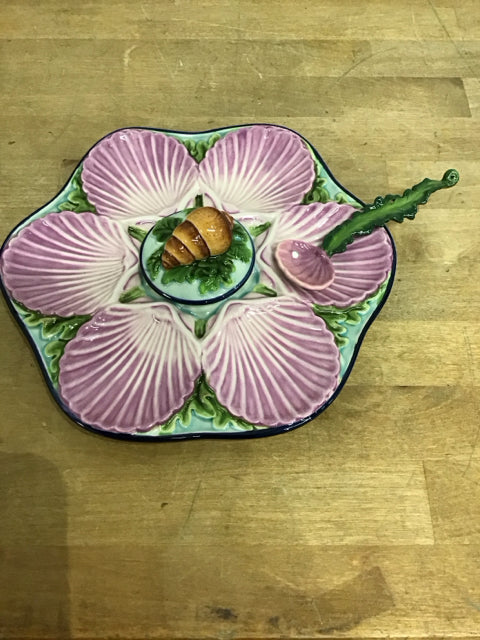 2PC. Blue Sky Jeanette McCall Icing On The Cake Oyster Tray W/Spoon