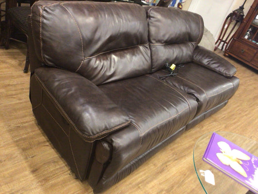 Brown Power Leather Reclining Sofa