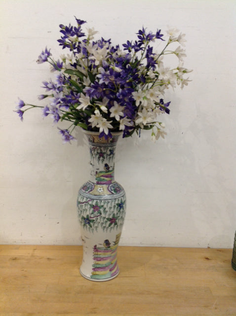 Purple/White Flowers in 18" Oriental Vase