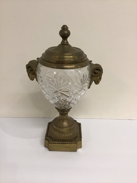 14" Cut Crystal Urn w/Bronze Accents