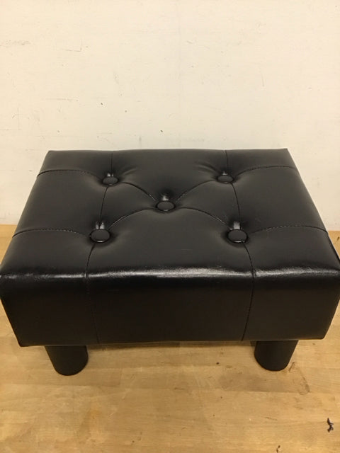 Black Leather Like Tufted Stool