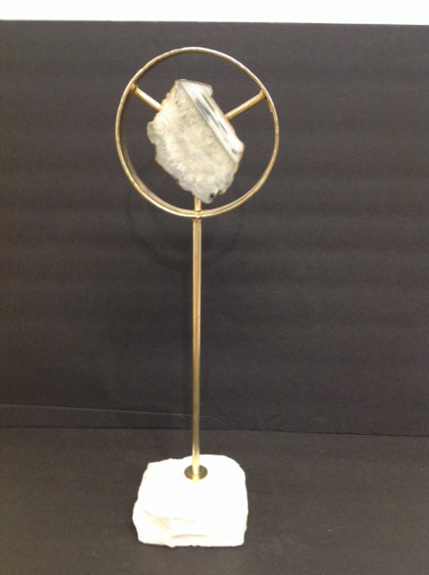 19" Geode Slice on Gold Metal Stand