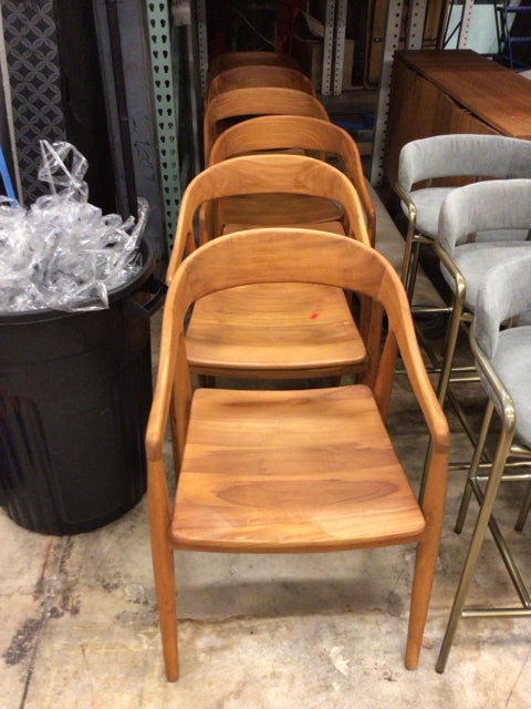 Set Of 6 Teak Arm Dining Chairs