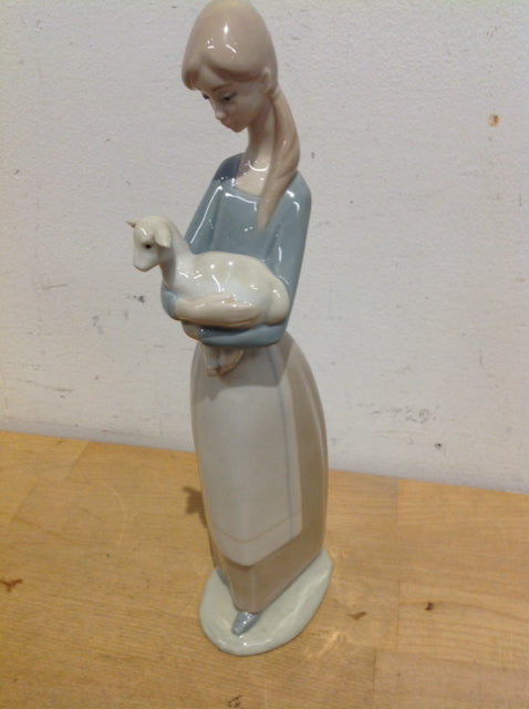 Lladro 11" Woman w/Goat