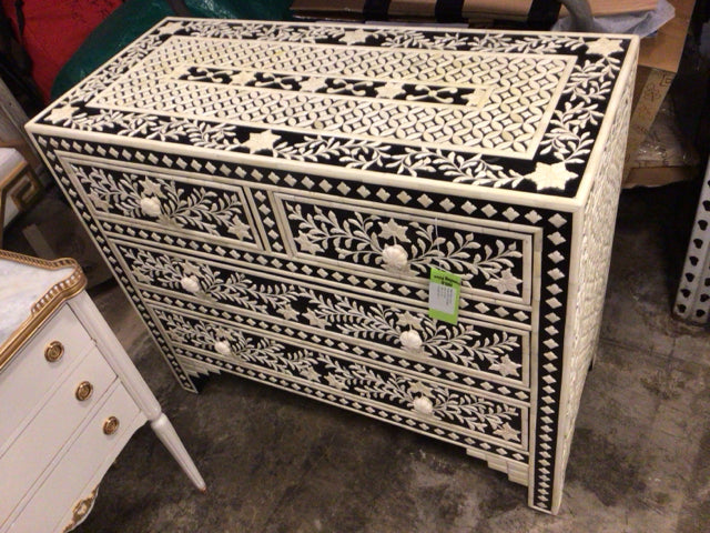 Black & White Moroccan Style Four Drawer Chest
