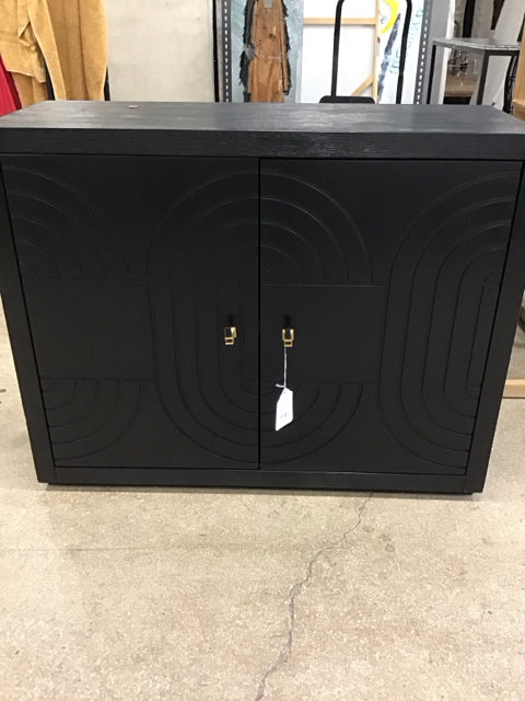 Black 2 Door  Circular Pattern Cabinet