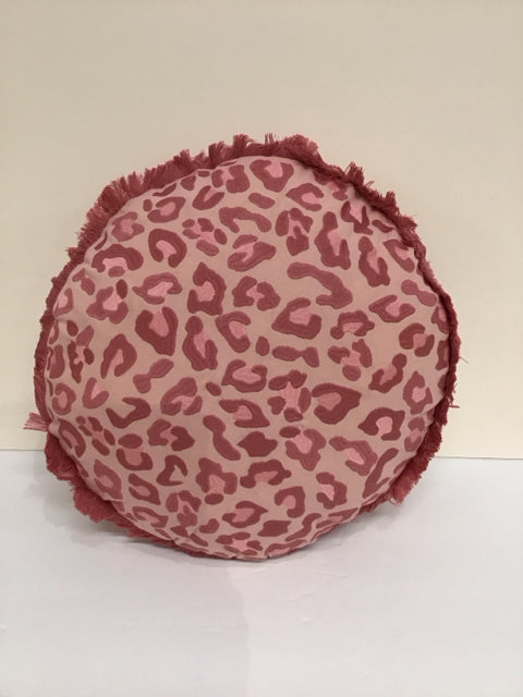 Rd Pink Leopard Print Pillow w/Fringe