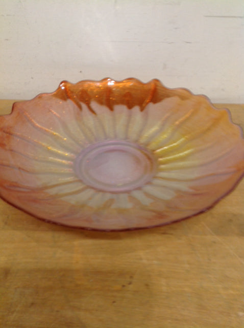 Bowl- 15" Orange & Pink Art Glass