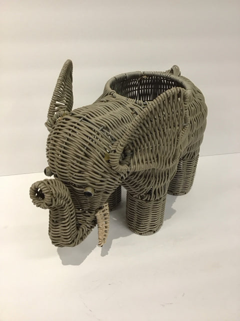 14" Grey Woven Elephant
