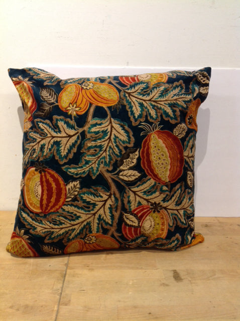24" Rust Jacobean Velvet Print Pillow