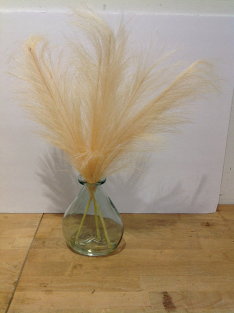 7" Faux Pampas Grass in Glass Vase