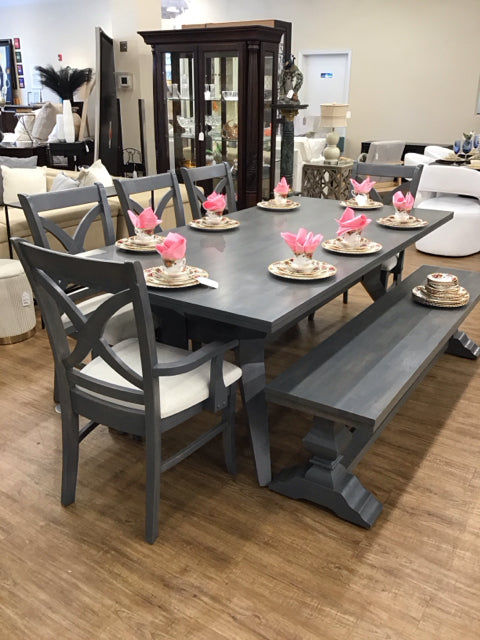 7-pc Ashley Caitbrook Dining Set 5/Chairs Bench AS-IS Corner Nicked