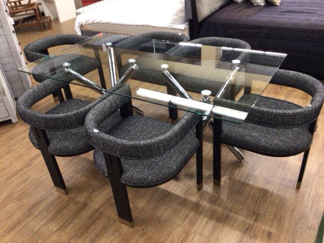 22" W x 27.5" H x 23" Set Of 6 Worlds Away Custom Upholstered Jude Dining Chairs