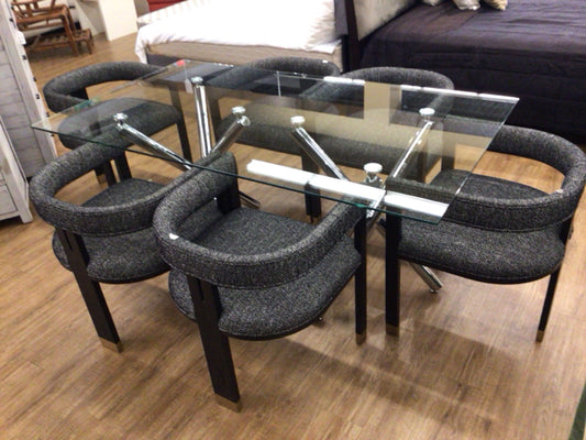 22" W x 27.5" H x 23" Set Of 6 Worlds Away Custom Upholstered Jude Dining Chairs