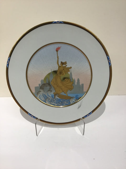 12"Rd Erte "The Statue of Liberty" Porcelain Platter