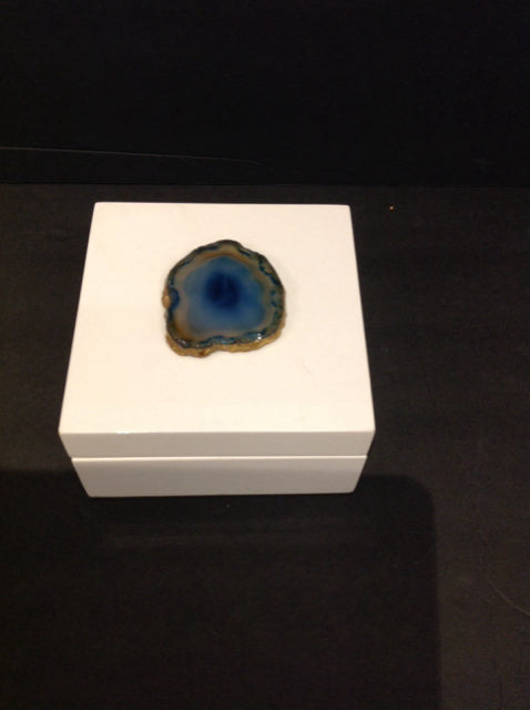 5" White Enamel Box w/Geode Slice